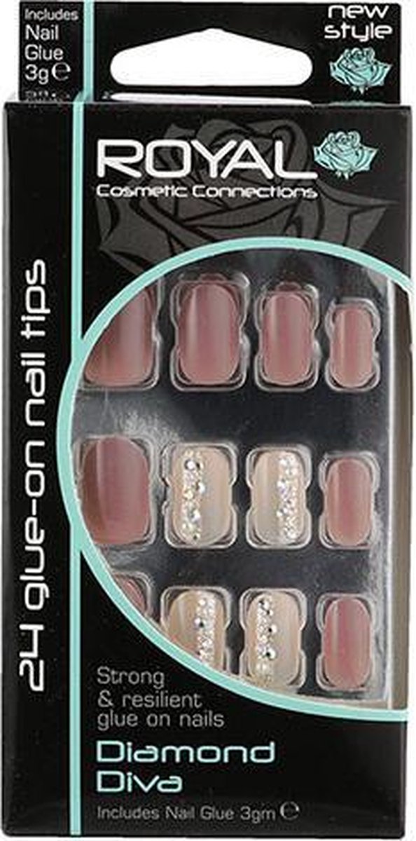 Royal 24 Glue-On Nail Tips Diamond Diva (Met nagellijm)
