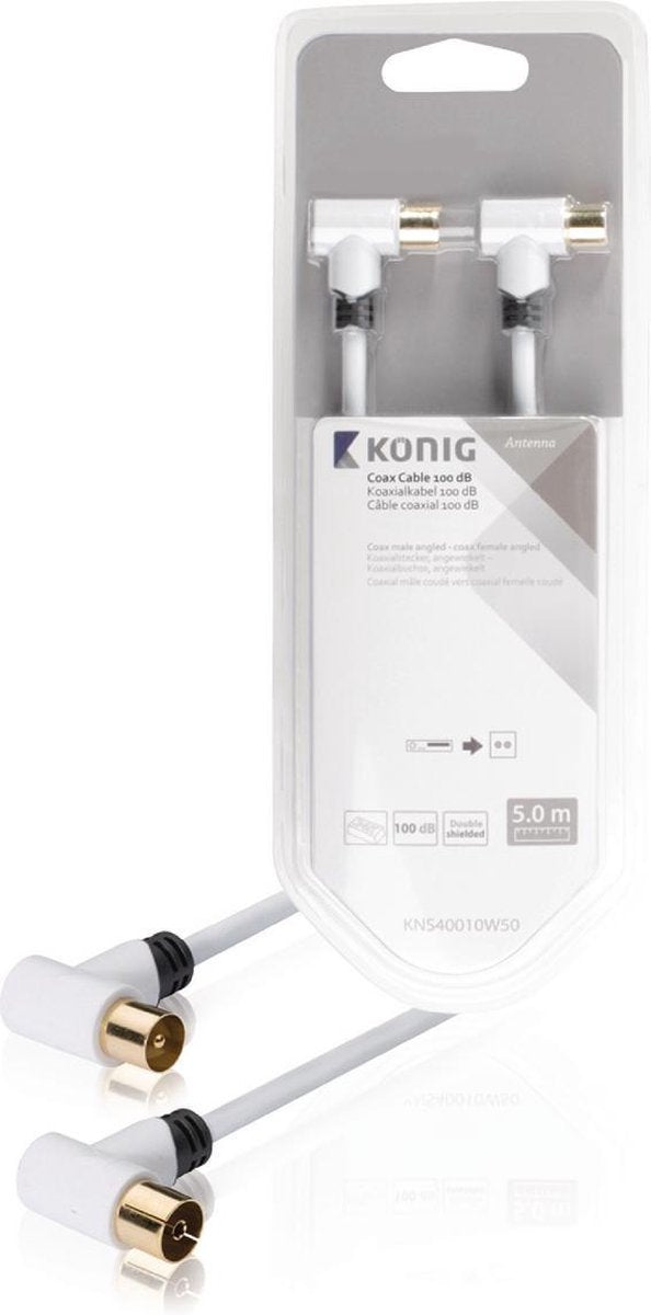 Coax Cable 100 dB Coax Male - Coax Female 5.00 m White