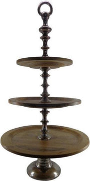 Deco4yourhome - 3 Laags Etagere - Old Metal / Natural Wood