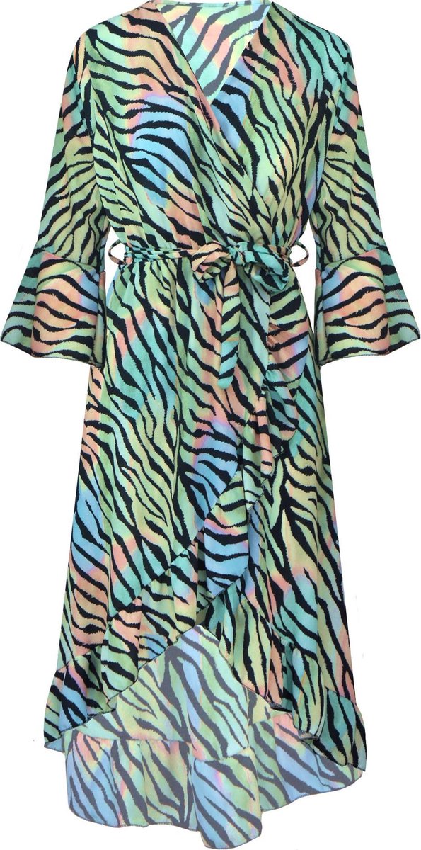 Colorful Zebra Dress Mint Groen