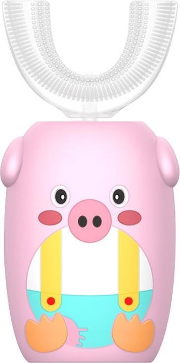 Edoir Elektrische Tandenborstel Kind - Automatische Tandenborstel Kids - 360 Graden - Voor Kinderen - U-vormige Borstel - Witte Tanden - Cartoon - Varken