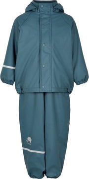CeLaVi - Regenset met fleece voor kinderen - boord of elastische taille - IJsblauw - maat 80 (80-86cm)