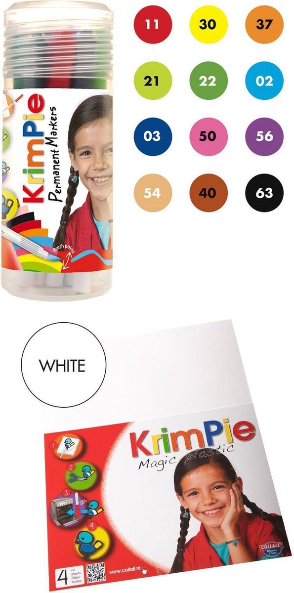 Krimpie Permanent Markers + Krimpie - Magic Plastic – Wit