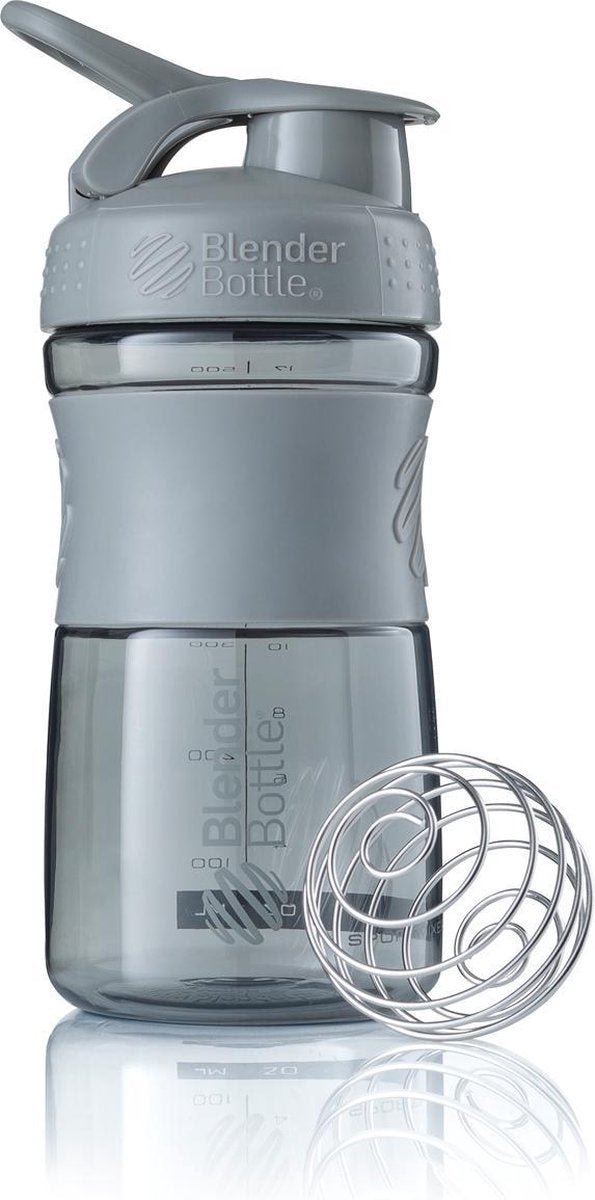 BlenderBottle | SportMixer | Tritan Grip | Eiwitshaker | Bidon | Shaker | 590 ML | Pebble grey  - Steen grijs.  Je shake zonder klonten en de shaker lekt niet.