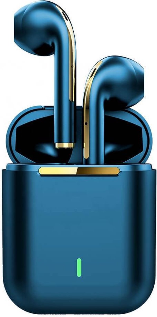 J18 TWS Bluetooth Headset 2021 – Draadloze Oordopjes – Bluetooth Oortjes –  – Zweetbestendig – Oortjes met TOUCH Buttons - Tot 4 uur Luistertijd - Snel Opgeladen - Luxe Blauw