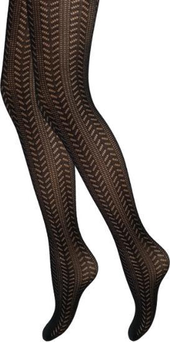 Panty - Gestreept motief - Zwart - Maat L (42-44)