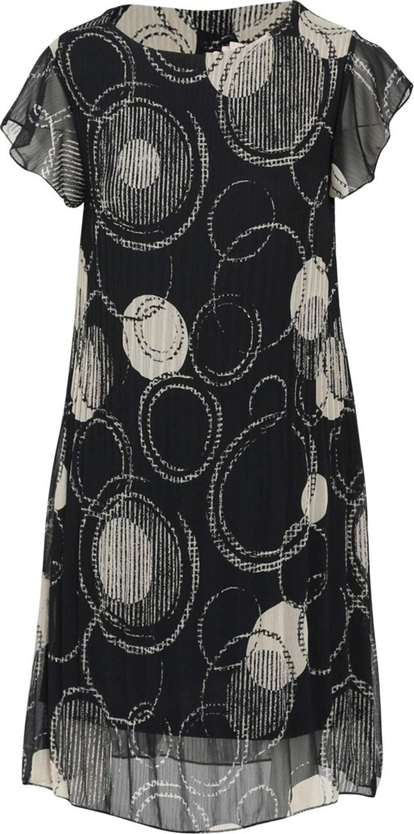 Cassis - Jurk in voile met cirkelmotief - Zwart
