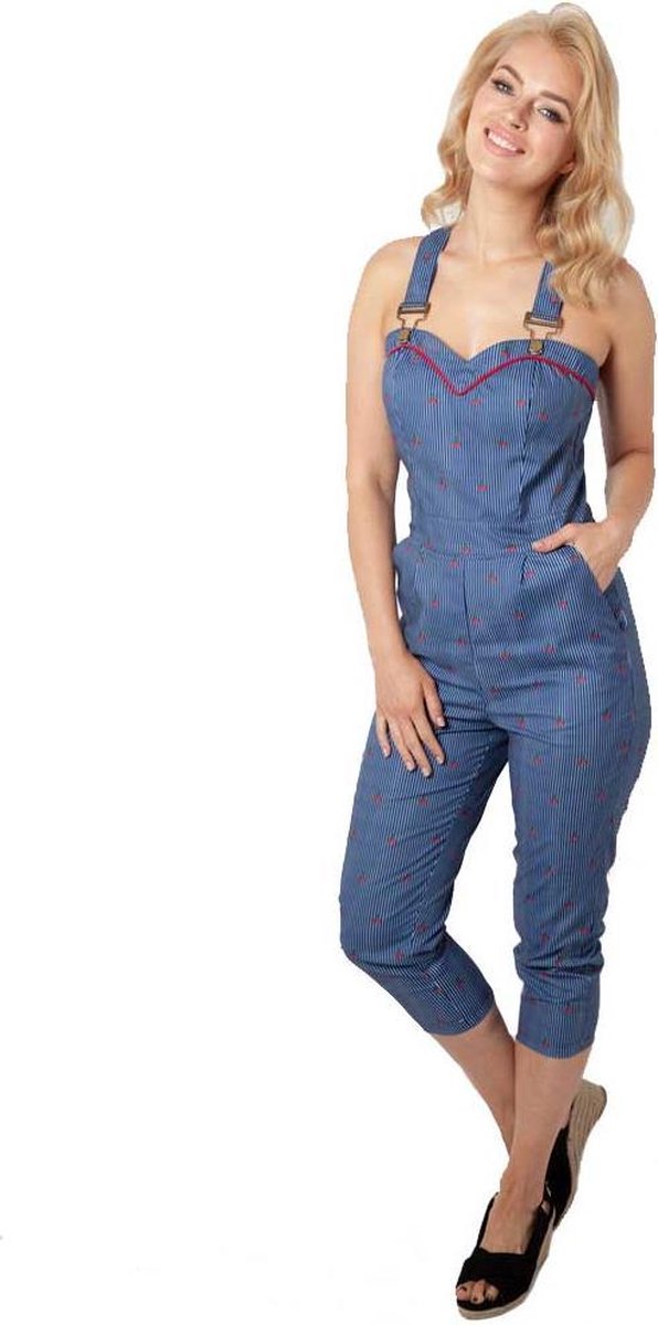 Voodoo Vixen Jumpsuit -S- Bailey kersen Blauw