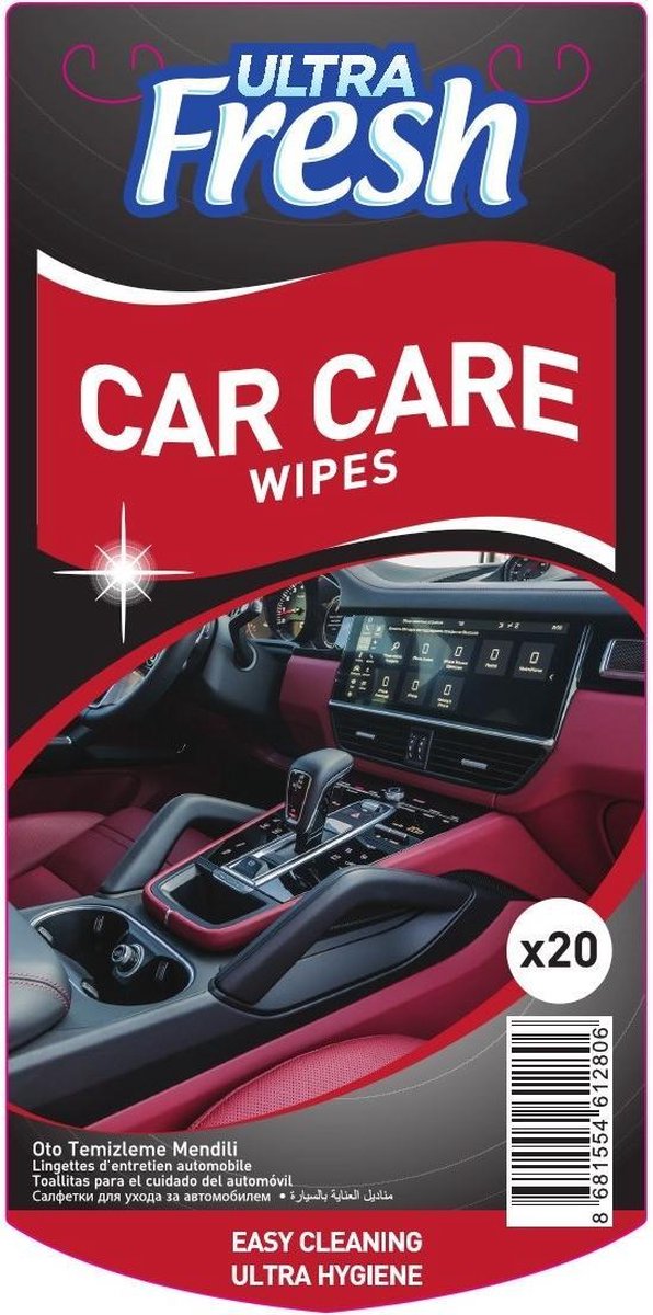 Ultra Fresh Auto schoonmaakdoekjes - 20 stuks verpakking vochtige doekjes - Cockpitdoekjes