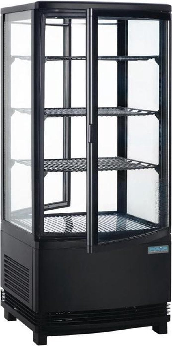 Polar C-serie Koelvitrine met Gebogen Deuren - Zwart - 86 Liter