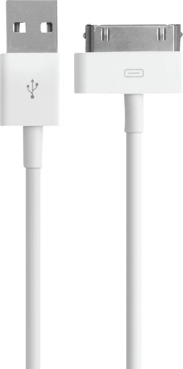 Mobiparts 30-pins naar USB kabel / wit - 1 meter