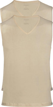 Schiesser 95/5 - heren Tanktop 2-pack - beige - V-hals -  Maat XXL