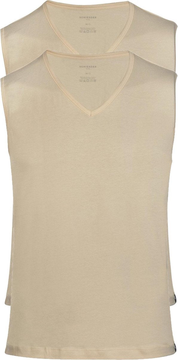 Schiesser 95/5 - heren Tanktop 2-pack - beige - V-hals -  Maat XXL