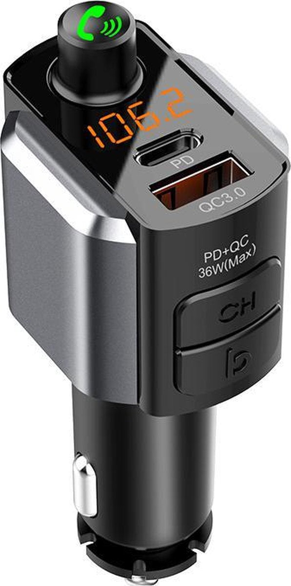 Q-Ways Draadloze bluetooth Car kit FM transmitter 5.0 Pro - Hands-free bellen - Draadloos muziek  spelen - 2 USB poorten - 12V/24V - QC3 Fast charging