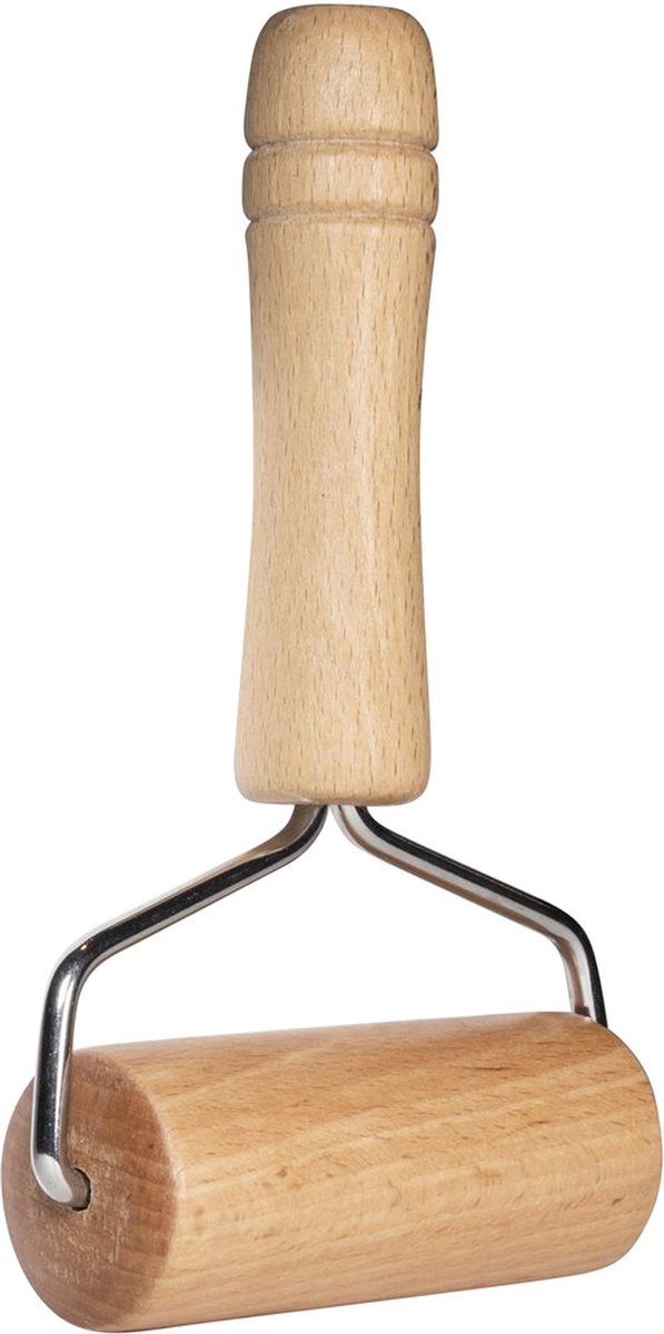 Krumble Deegroller met handvat / Deegrollers / Deegroller hout / Rolstok / Bakken / Deegroller kind - Hout en RVS