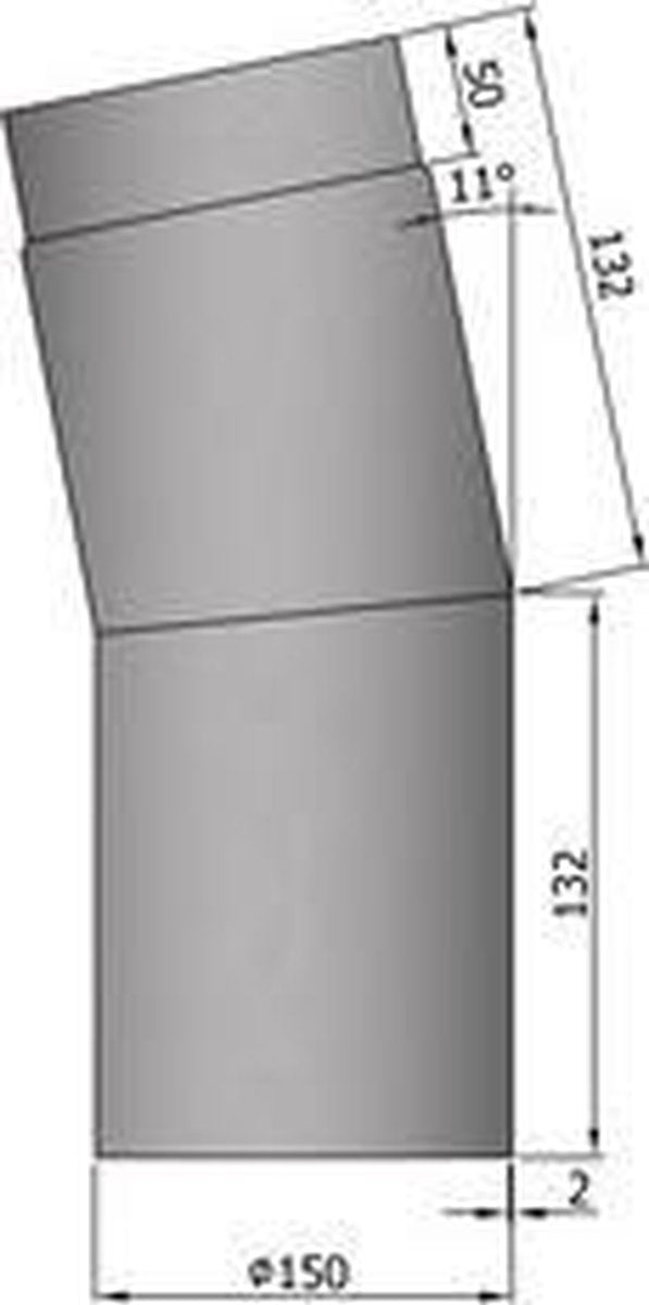 TT Kachelpijp Ø150 bocht 11º grijs - grijs - staal - 2mm - bocht - Ø150mm