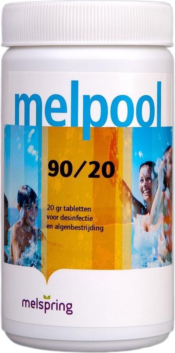 Melpool 90/20 tabletten 1KG - Chloor tabletten jacuzzi/ opzet zwembad (kleine tabletten)