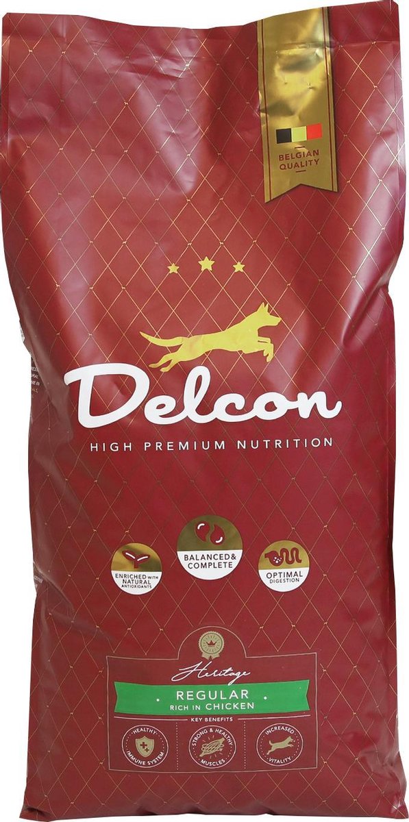 DELCON Hondenvoeding Regular Chicken Voor Volwassen Grotere Honden - Verrijking Darmflora - 12Kg +Speeltje