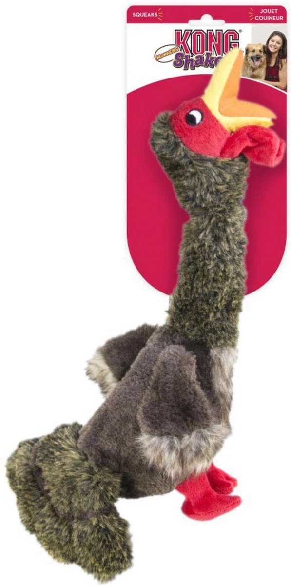 Kong Shakers Honkers Turkey - Hondenspeelgoed - Bruin Rood Geel Large