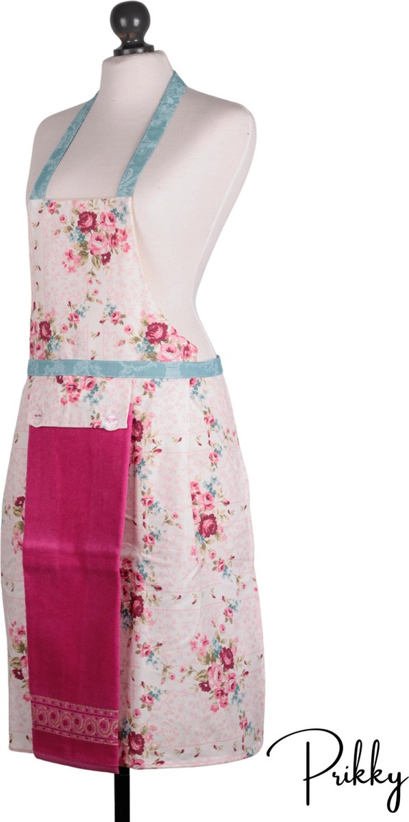 Prikky Keukenschort- Roze Keukenschort voor vrouwen- Schort met handdoek-  Schort vrouwen- 78x53cm Keukenschort dames