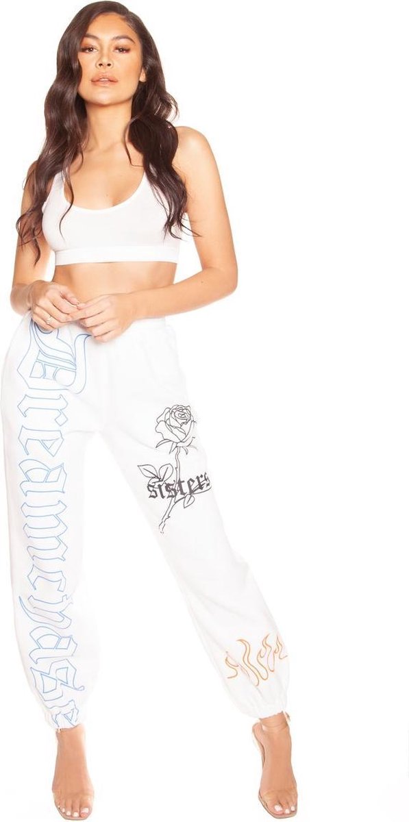 LA Sisters Rose Sweatpants - White - Maat S