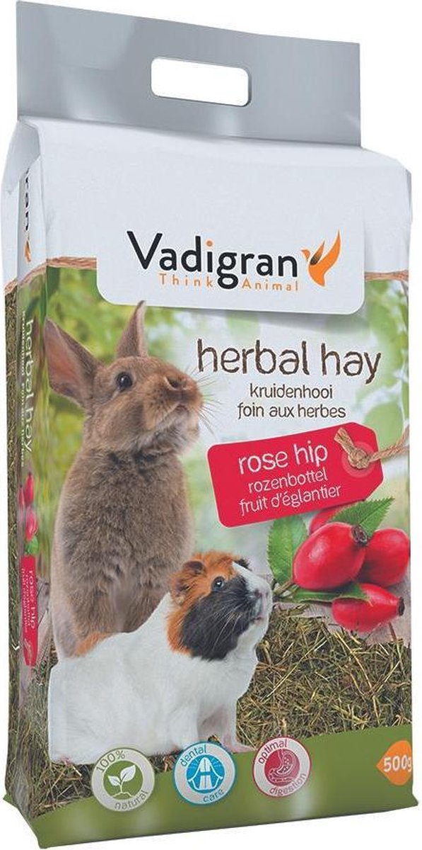 Vadigran Kruidenhooi Rozenbottel - Knaagdier - Hooi - 5 x 500 gr
