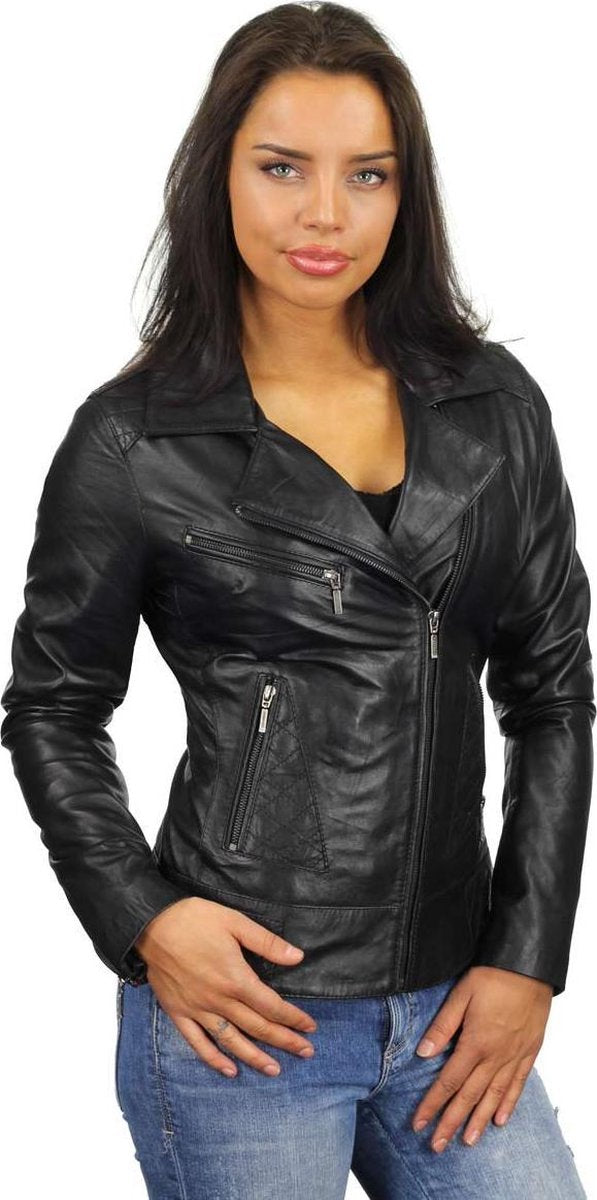 Versano Houston Leren Dames Bikerjack Dames Jas 3XL - Zwart
