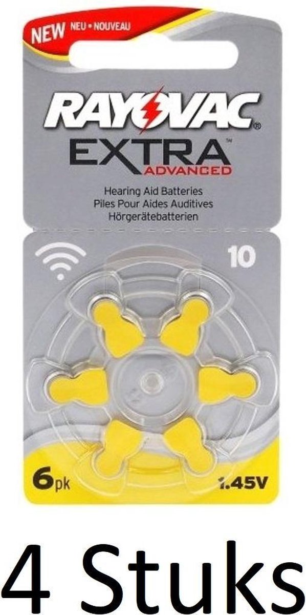 24 Stuks (4 Blisters a 6St) - Rayovac Extra Advanced 10MF Hg 0% Gehoorapparaat batterijen 1.45V