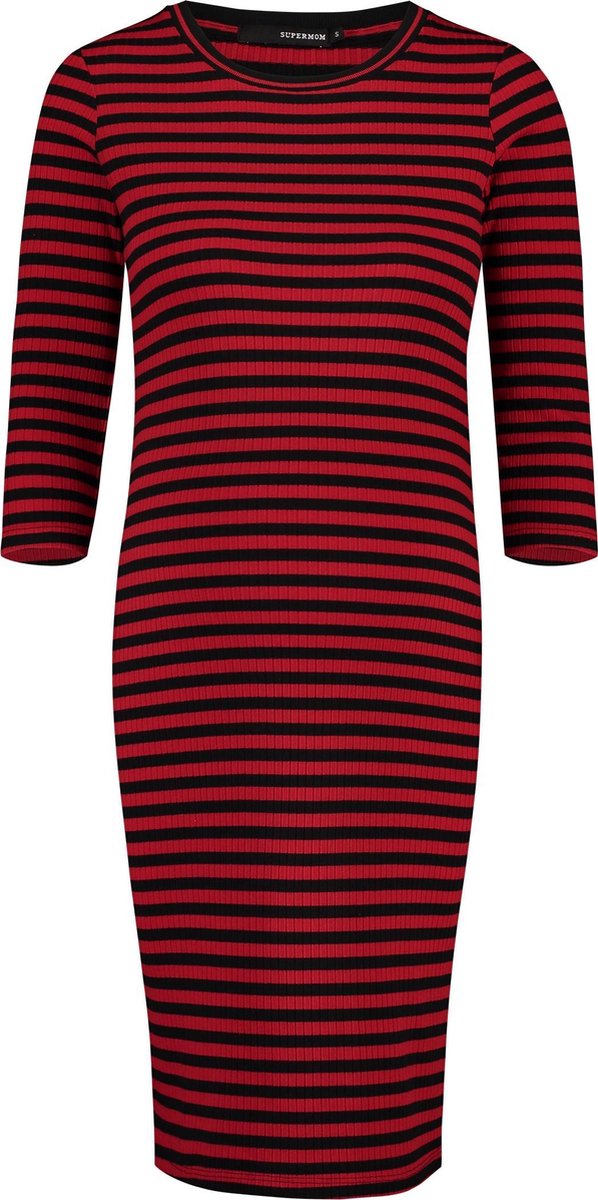 Supermom Jurk Stripe - Tango Red Stripe - Maat XXL