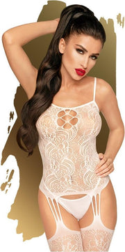 Eye of the storm - Laced up suspender bodystocking  - S-L - whit