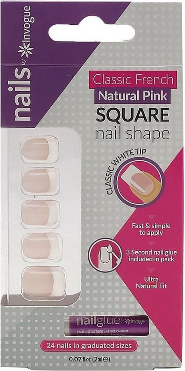 Invogue False Nails - French Pink Square Nail Style