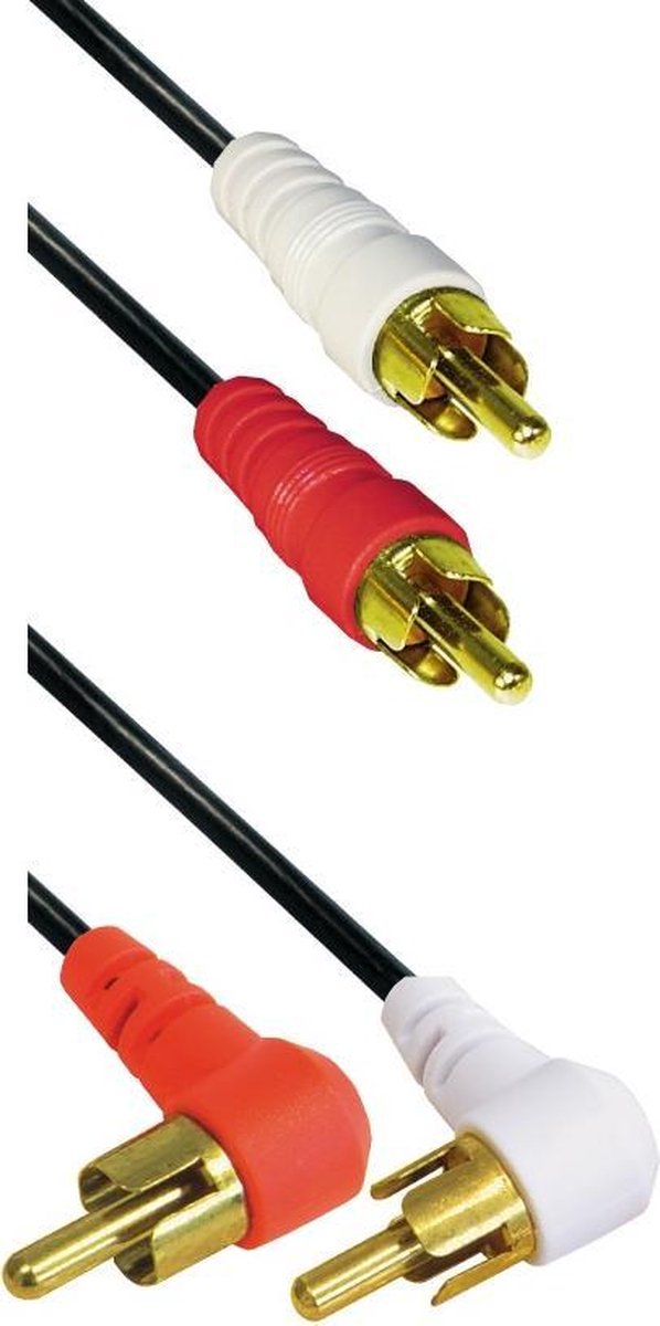 Eenvoudige vergulde tulp stereo 2RCA kabel met aan een zijde haakse connectoren - 1