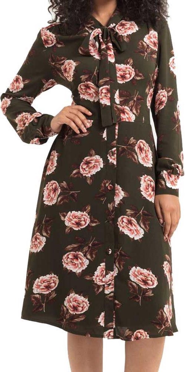 Voodoo Vixen Lange jurk -4XL- Nora Floral 40s Bloemen Groen
