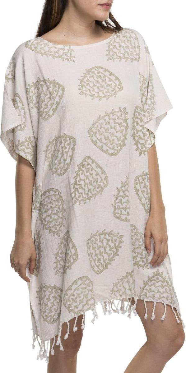 Strandtuniek Hand Printed Grey Beige - volwassene - Strandmode - Beach-dress - Sarong dress