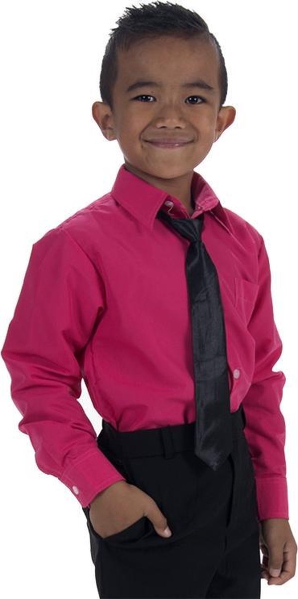 Kinderoverhemd lange mouw fuchsia-182/188