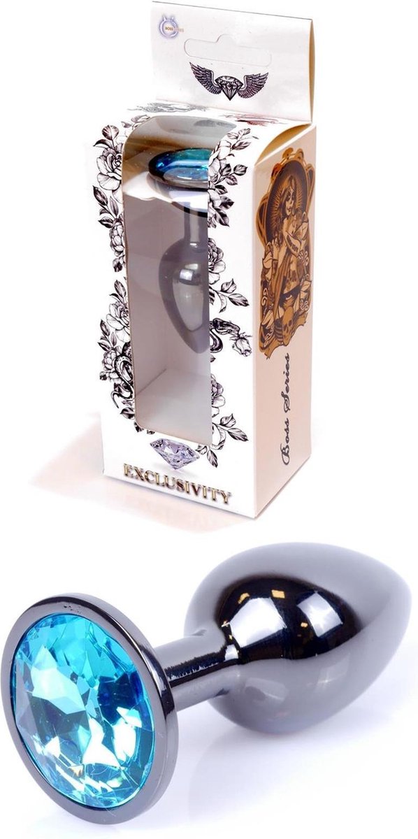 Bossoftoys - Plug - Donker zilver - anaal - Licht blauw - 64-00031 - gave cadeaubox