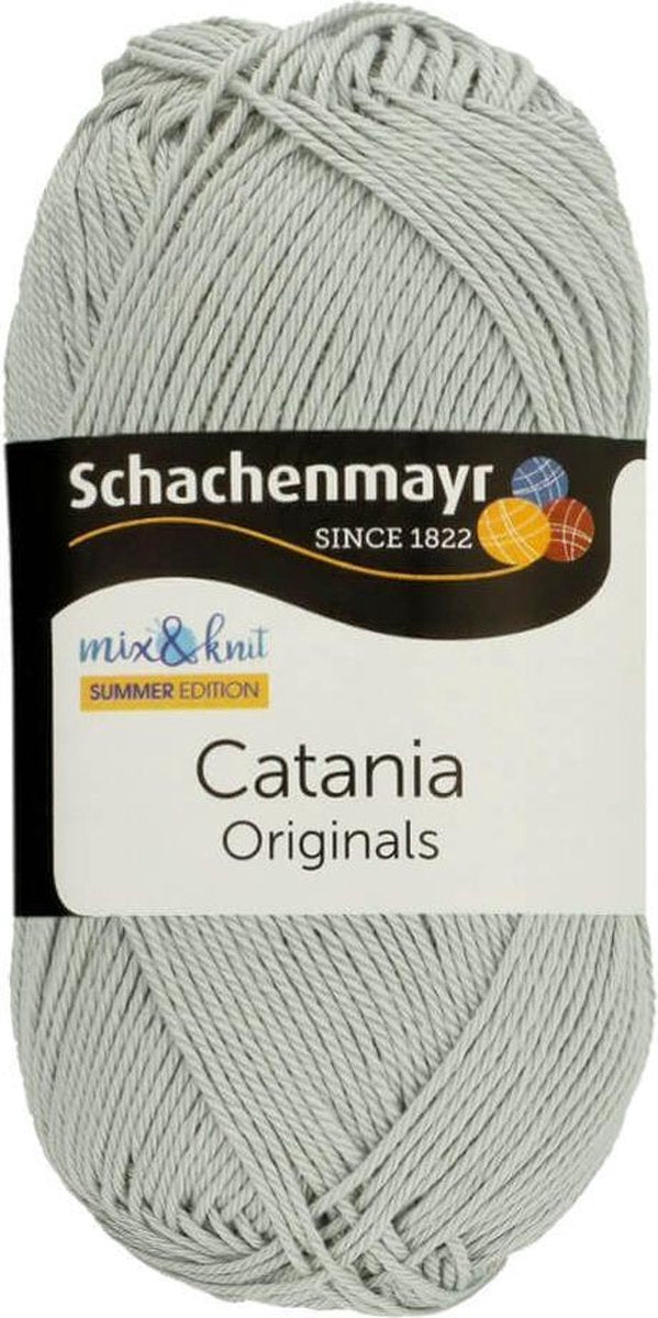 SCHACHENMAYR CATANIA KATOEN - 172 L. GRIJS. PAK MET 10 BOLLEN a 50 GRAM. INCL. Gratis Digitale vinger haak en brei toerenteller