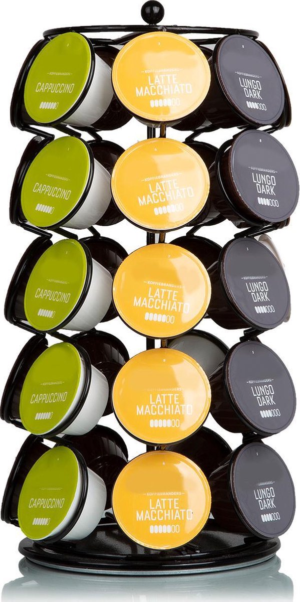 KitchenBrothers Capsule Houder Voor Dolce Gusto Cups - Koffie Houder en Standaard - 360º Draaibaar - 35 Capsules - Zwart