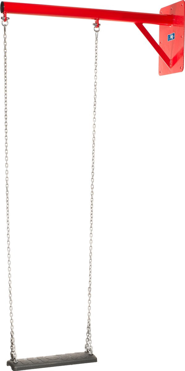 WallySwing® schommel muurschommel ROOD met professioneel ZWART schommelzitje met stalen ketting
