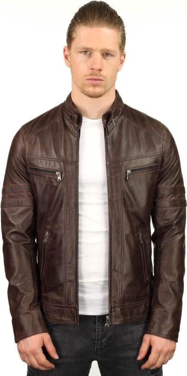 Versano Dallas Leren Heren Bikerjack Heren Jack 5XL - Bruin