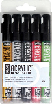 Pebeo - Acryl Markers 1.2mm - Precious Colors - set 5 stuks