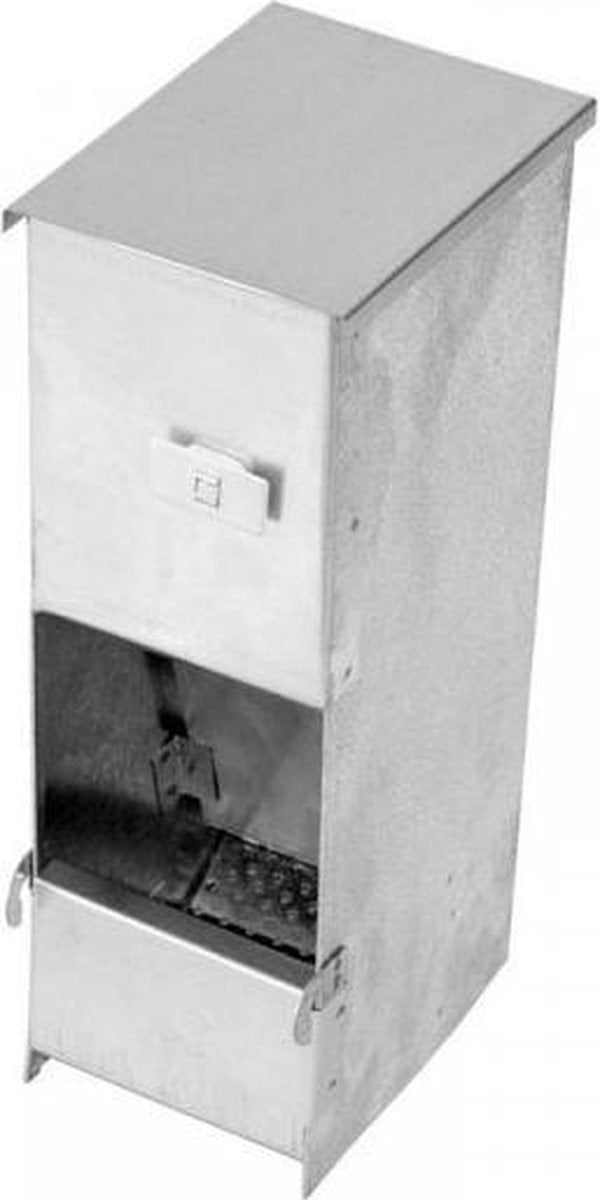 GEGALVANISEERDE ENKELVOUDIGE EETBAK MET DEKSEL VOOR KONIJNEN 11X32X16CM