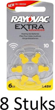 48 Stuks (8 Blisters a 6 st) Rayovac Extra Advanced 10 MF Gehoorapparaat batterijen