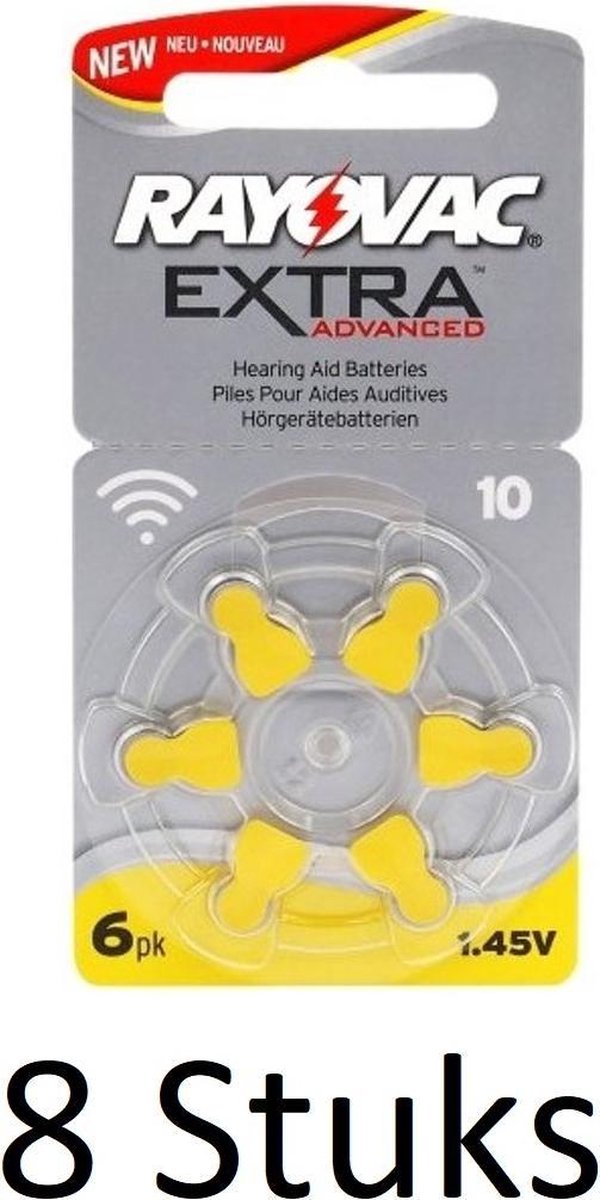48 Stuks (8 Blisters a 6 st) Rayovac Extra Advanced 10 MF Gehoorapparaat batterijen