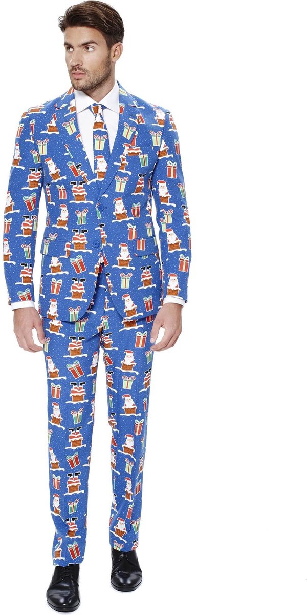 OppoSuits Giftmas Eve - Heren Kostuum - Blauw - Kerstpak - Maat 58