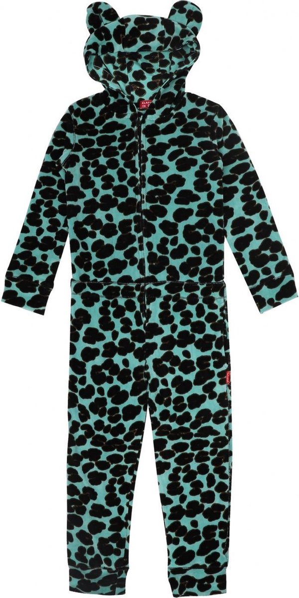 Claesen's Meisjes Onesie velvet Green Panther maat 104-110