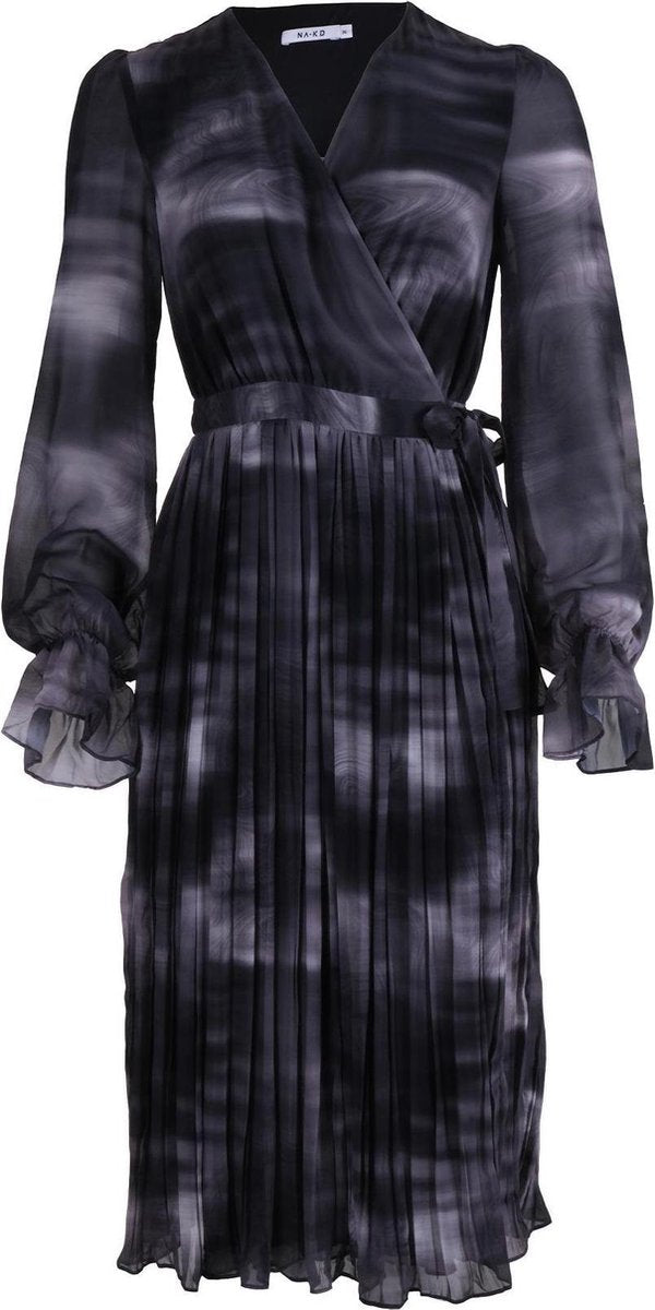 NA-KD Jurk Midi Tie Dye Pleat zwart L