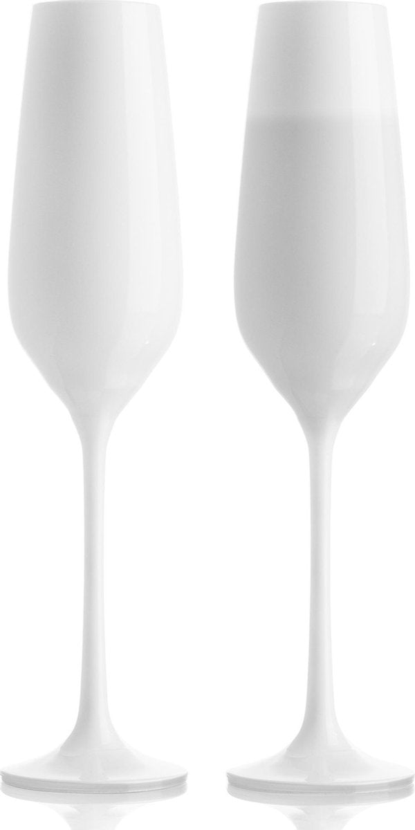 VacuVin Champagne Glazen | Prosecco Glazen - Set van 2 stuks - Wit - 20cl - Kristalglas