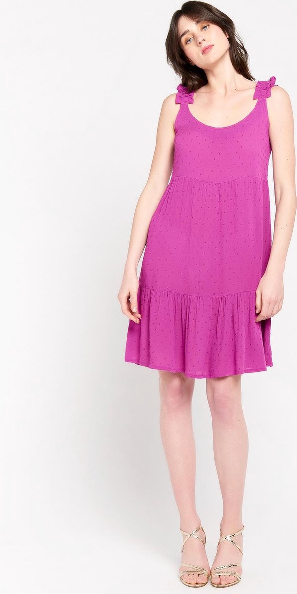 Babydoll jurk met plumetis - Paars