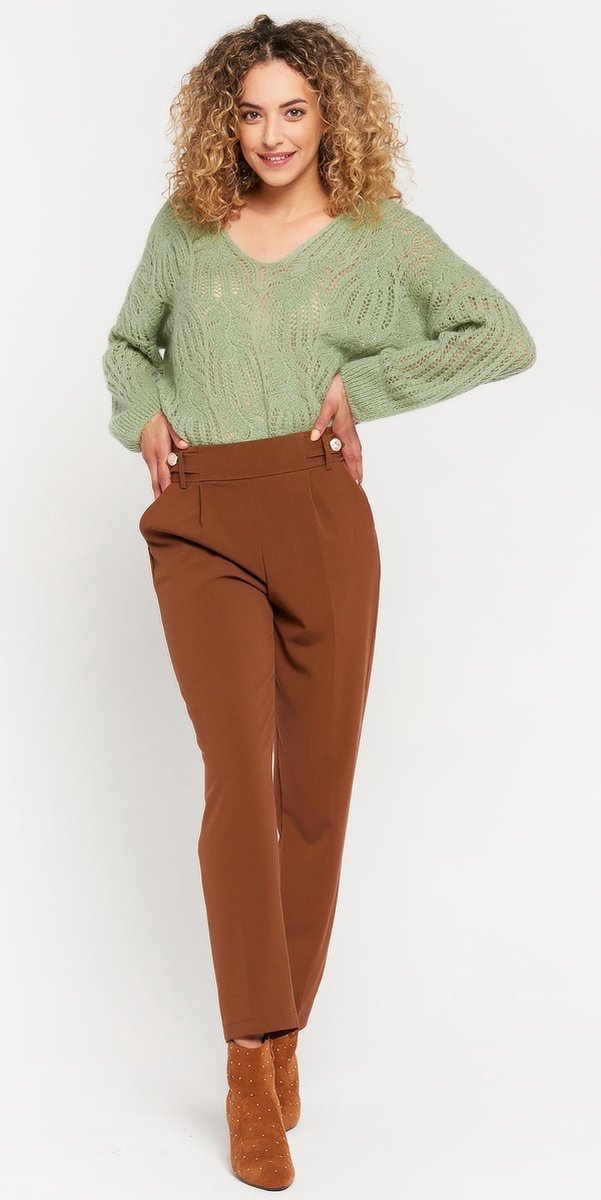 Broek met decoratieve knopen - Bruin